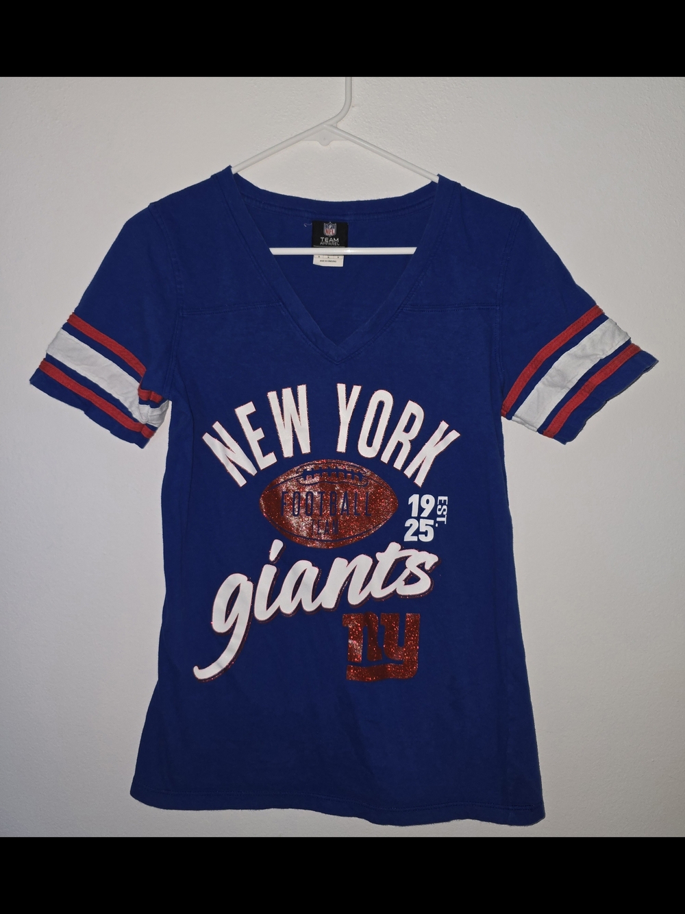 NFL Team Apparel NY Giants Short-Sleeve Tee Size Medium Womens New York Blue
